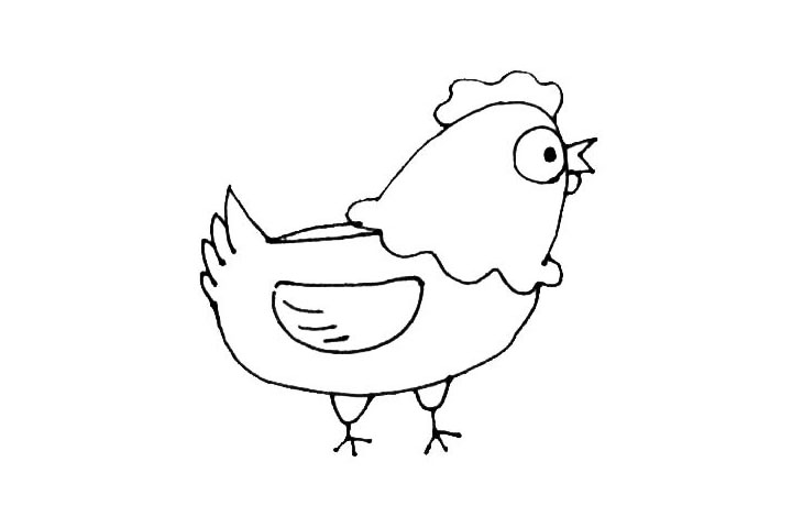 步骤8：下面再画上两个半圆形，加上三条短线作为爪子。