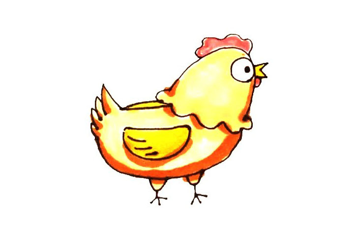 母鸡简笔画画法步骤