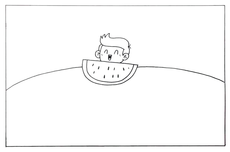 步骤2：画出一条曲线作为桌面。