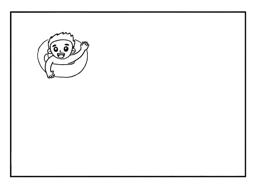 步骤4：他正在游泳我们画出一个游泳圈。