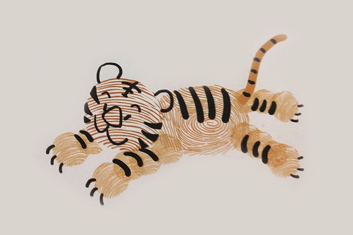 老虎手指画画法步骤