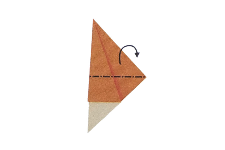 步骤3：沿峰线向后折叠。