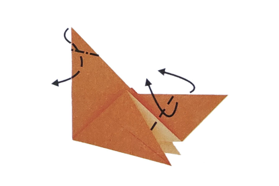 步骤7：沿谷线和峰线分别向外翻折和向内翻折。