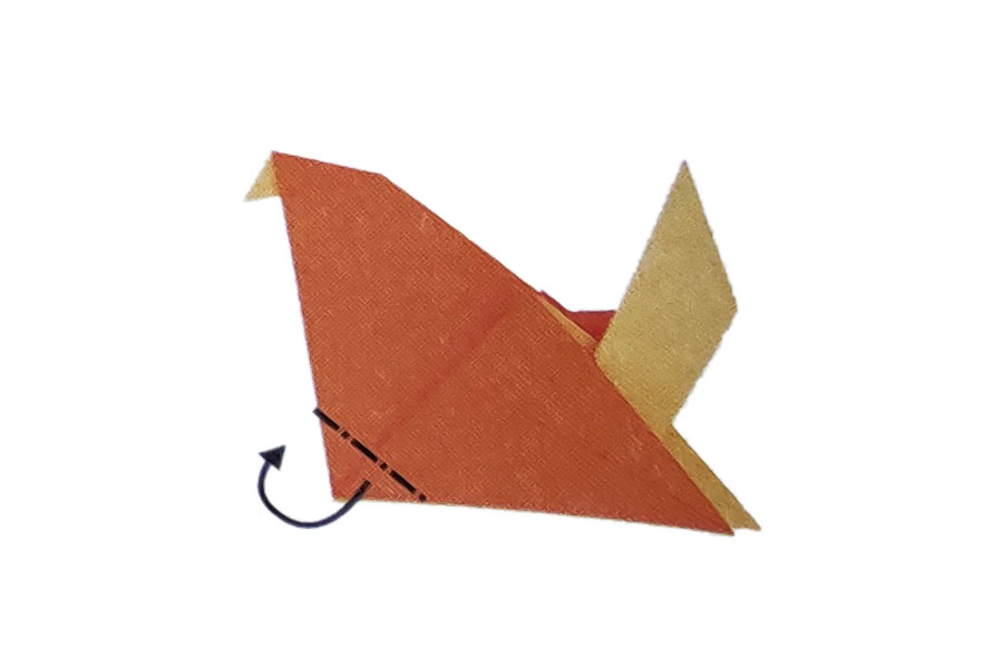 步骤8：沿峰线向后折叠背面相同。