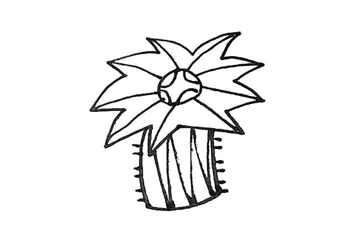 步骤5：接着在里面画上小折线形成里面的纹理，外面加上一些小点。