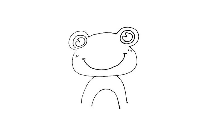 步骤3：在脸的下面，画上一个小拱门，外面连接头部画上一个大拱门。