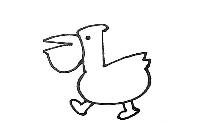 步骤5：脚，用竖线加椭圆形来表示，画上两只脚。