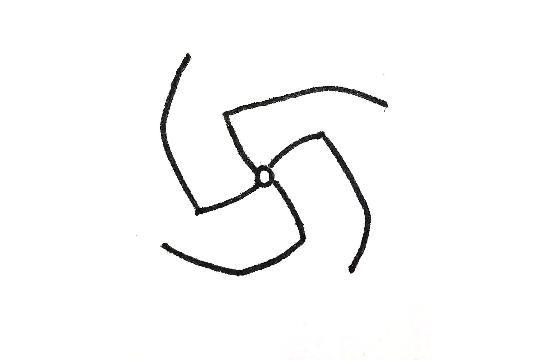 画风车简笔画的步骤-图2