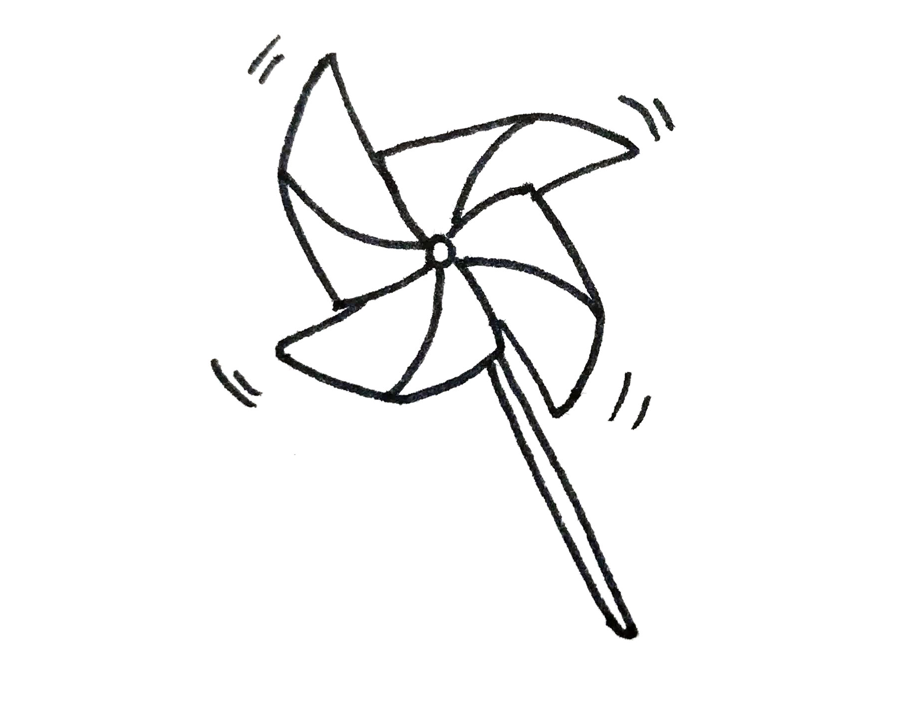 画风车简笔画的步骤-图5