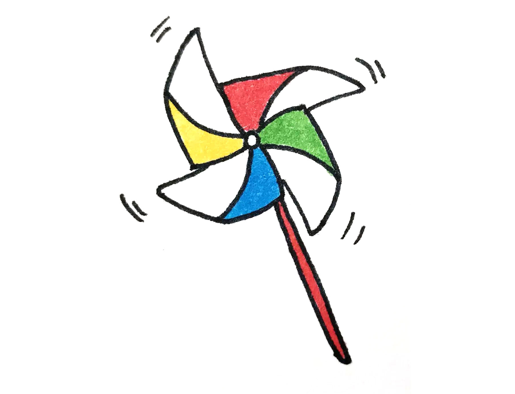 画风车简笔画的步骤