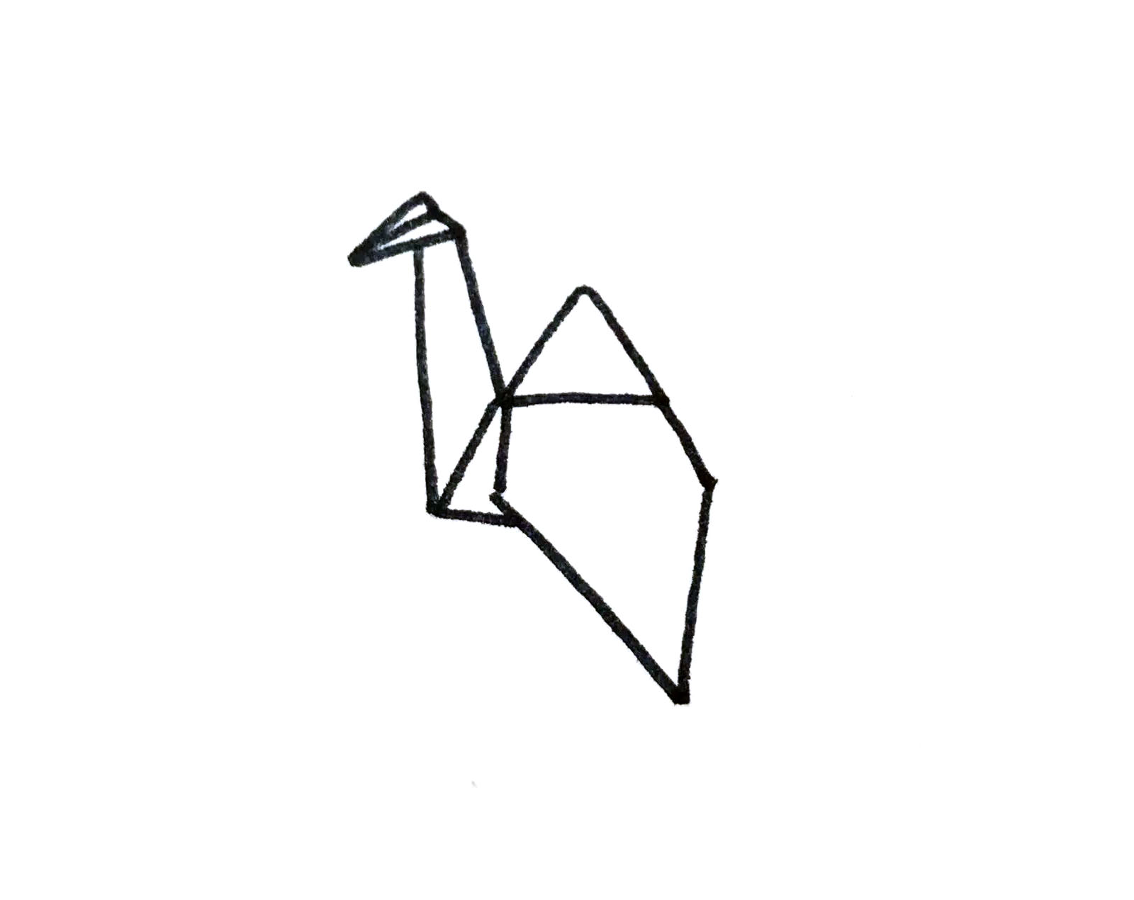 步骤2：接着画它的头和脖子。