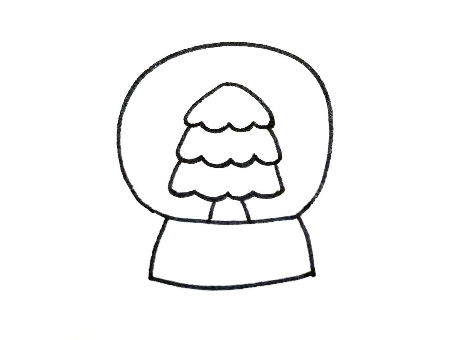 步骤3：接着画完松树轮廓。