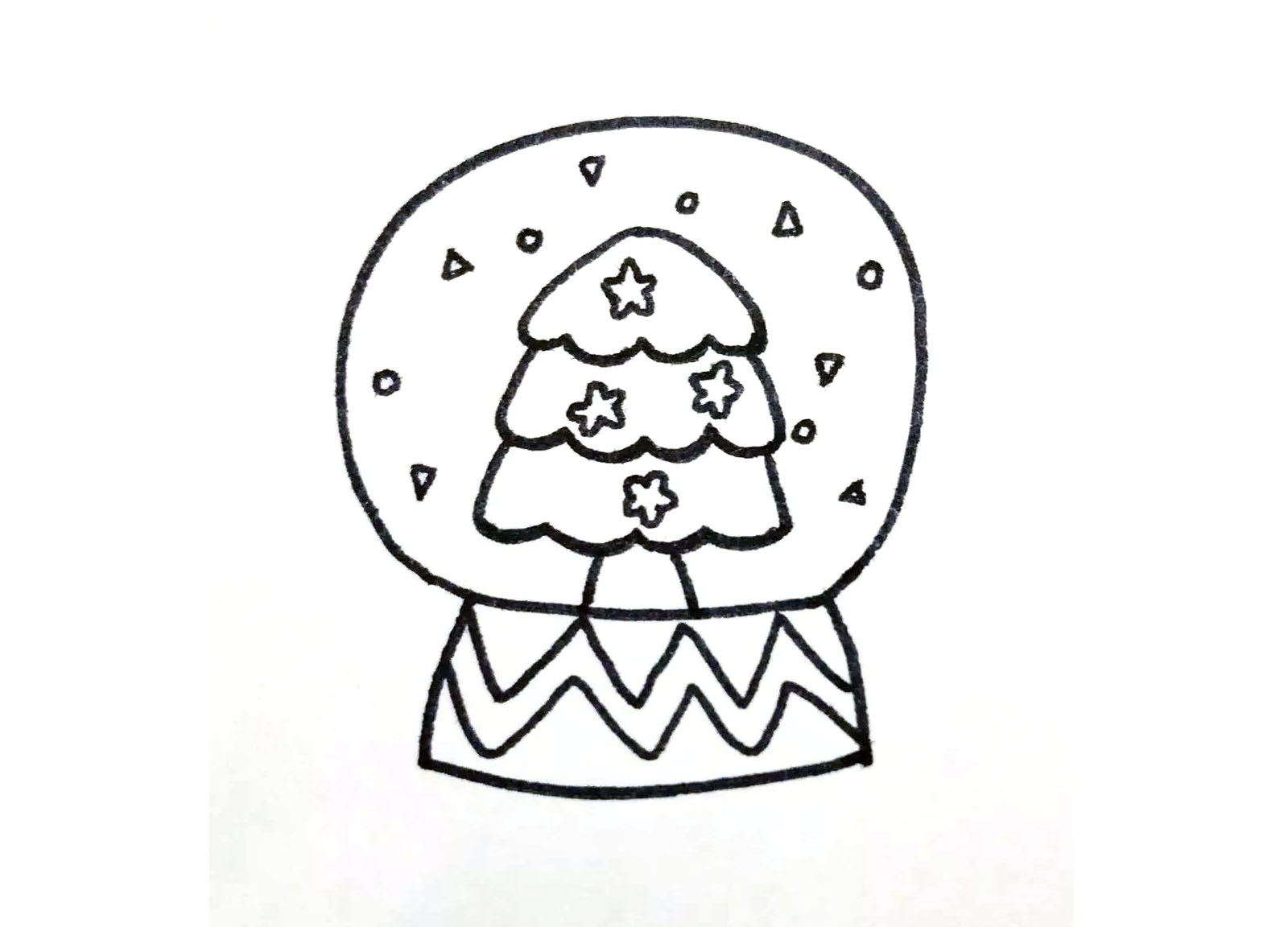 步骤4：然后晚上松树的细节，还有雪花装饰。