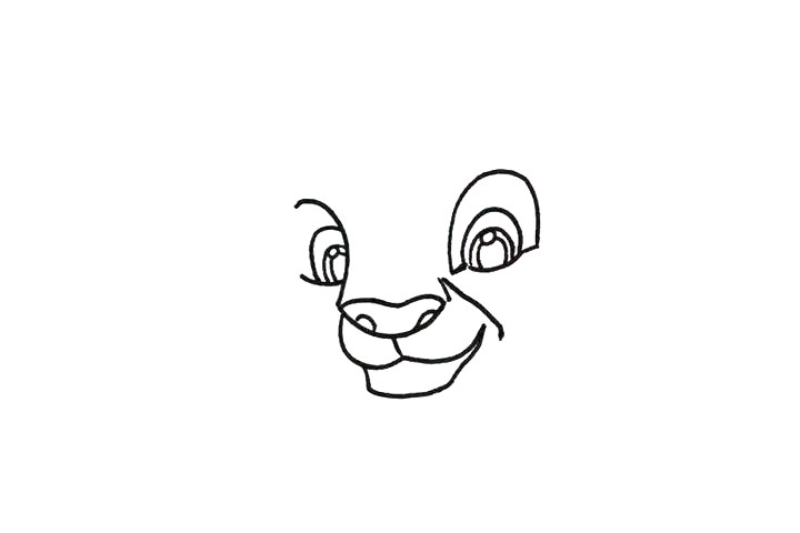 步骤3：然后下面画出它的大嘴巴轮廓。