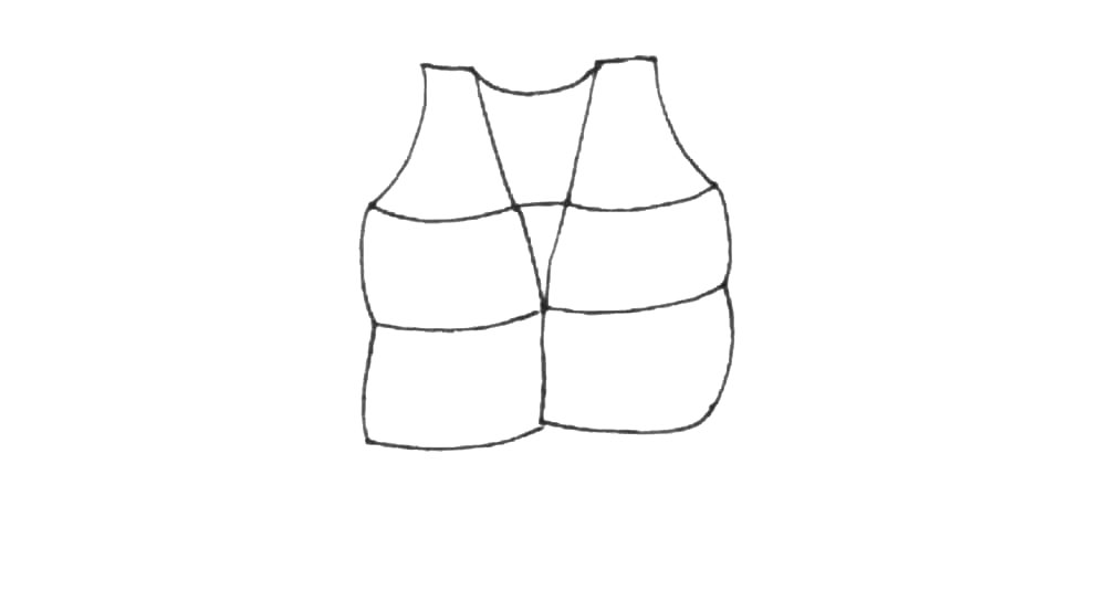 步骤4：下面用弧线画出下面的形状。