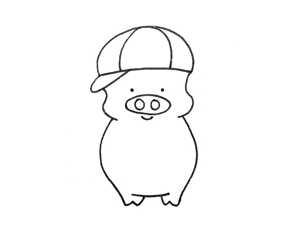 步骤3：下面画它的身体和脚。