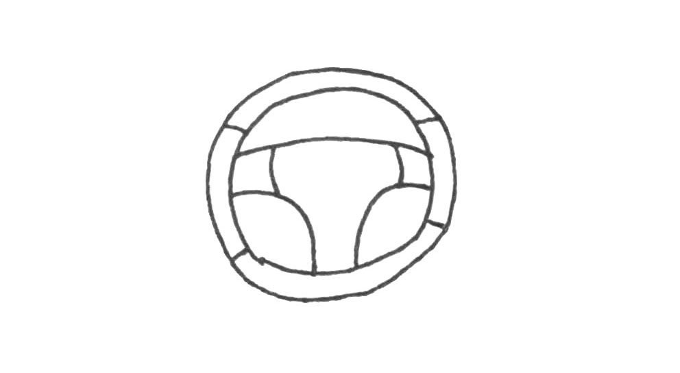 步骤3：然后在圆环和里面加上短弧线。