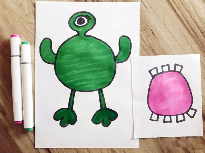 步骤2：涂上喜欢的颜色。