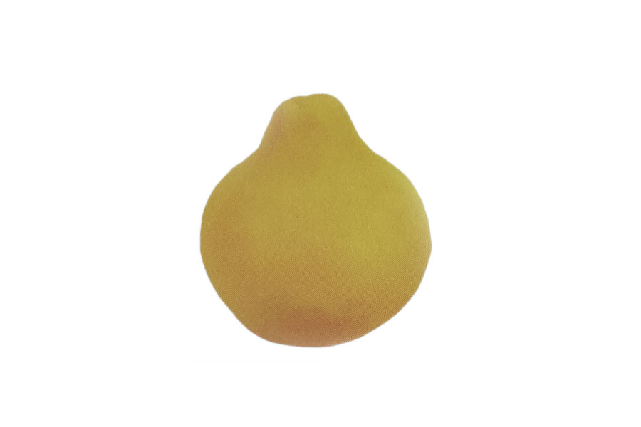 步骤1：搓一个黄色圆球，并把一头捏细凸起。