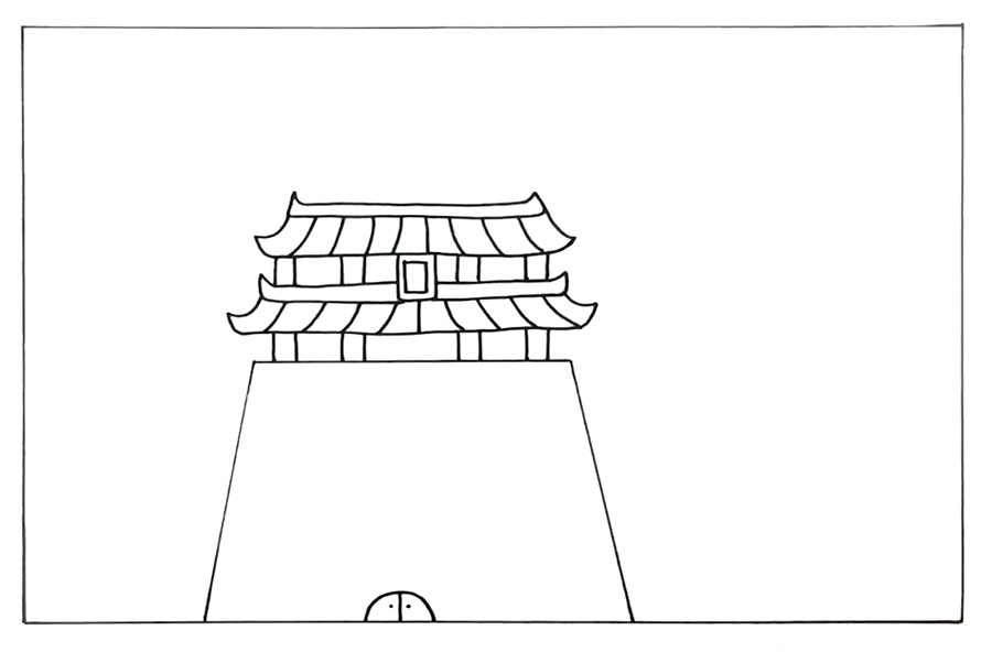 步骤1：先画出大大的广寒宫。