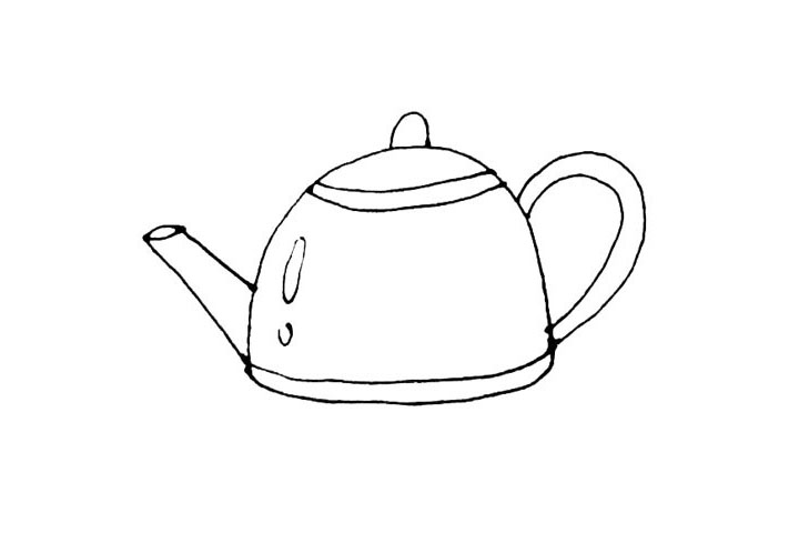 步骤5：在壶身左边画上一些的高光，防止涂色的时候忘记。