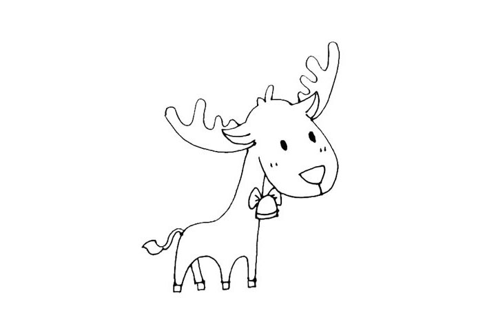 步骤9：给腿下画上方形的蹄子，以及在屁股后面画上小尾巴。