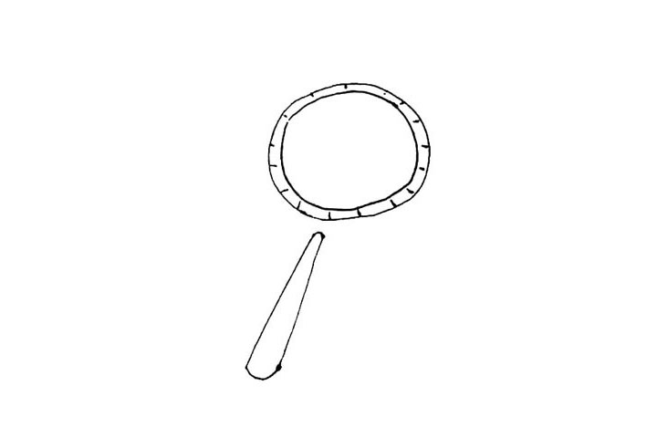 步骤3：在下面斜着画下两条竖线，用弧线连接起来。