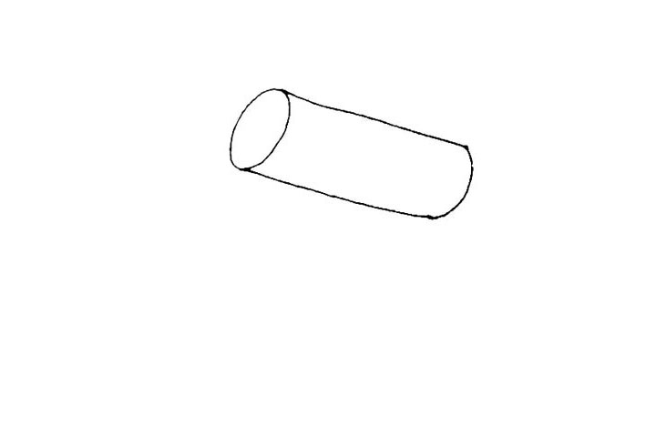 步骤2：沿着椭圆形两边画一条横线，再用弧线封起来。