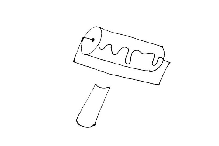 步骤5：在下面，画两条竖线，也用弧线连接起来，作为把手。