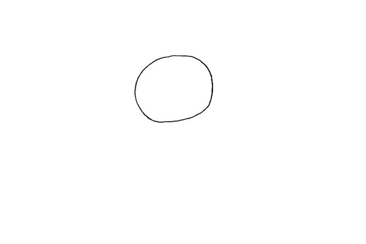 步骤1：先画上一个圆形，做雪人的头。