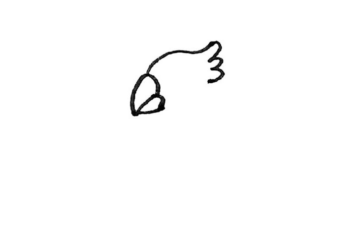 步骤3：接着用弧线连接起来形成它的嘴巴。