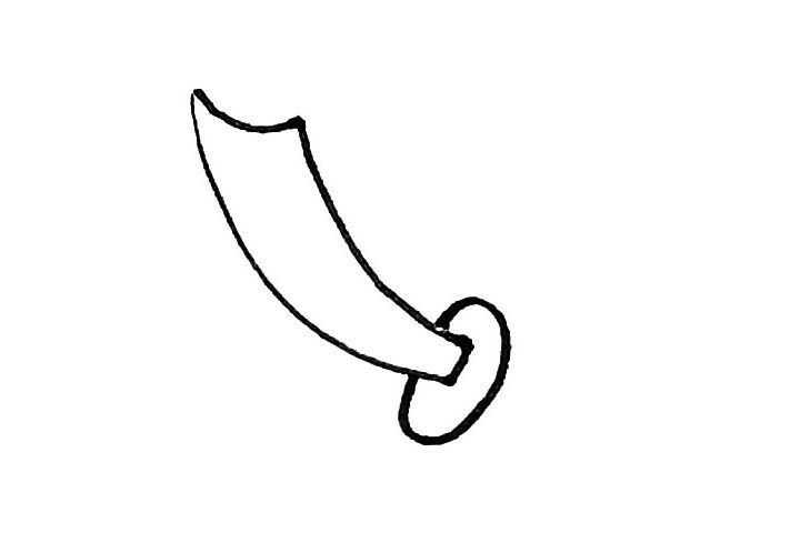 步骤3：下面绕着大刀画上一个椭圆形。