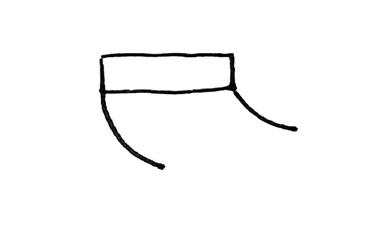 步骤2：下面画上两条斜线。