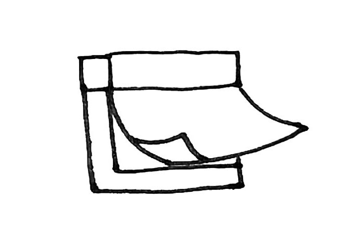 步骤5：然后在下面画上两个直角链接起来。