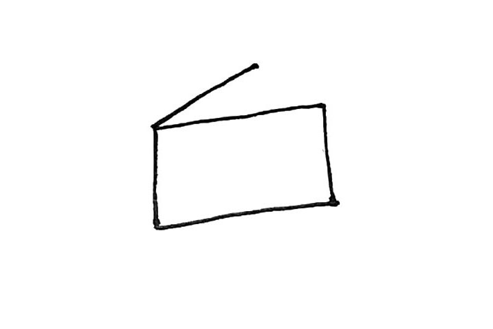 步骤2：上面加上一条斜线。