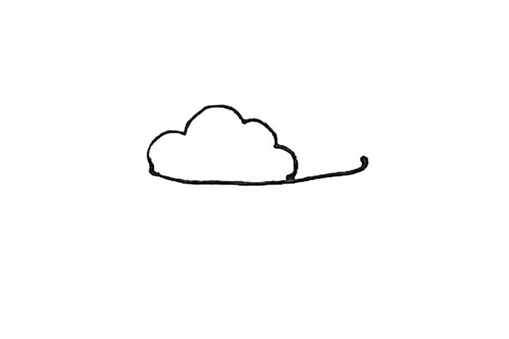 步骤2：下面加上一条平直的弧线。