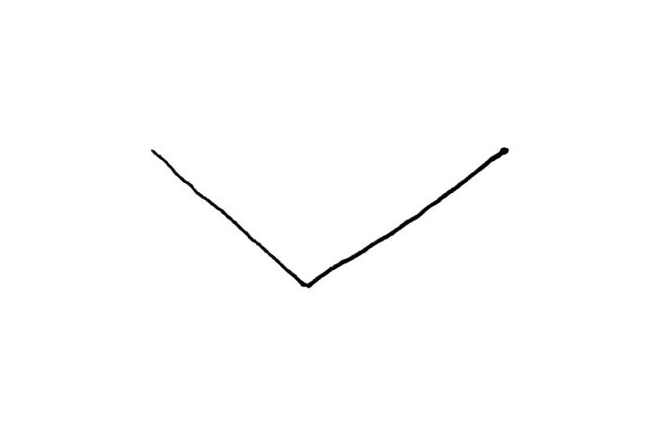 步骤1：先画上两条线形成一个夹角。