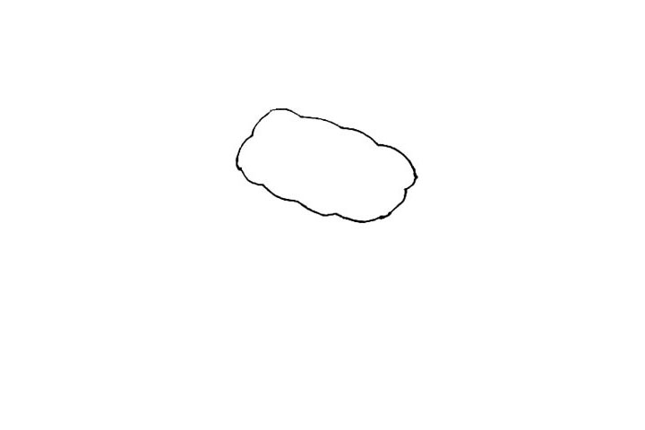 步骤1：先用波浪线画出一个方形，作为圣诞袜棉花的部分。