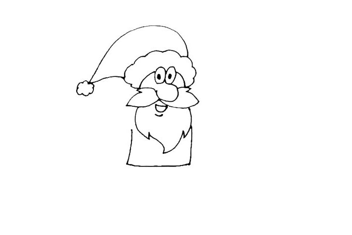 步骤5：胡子的下面，画上一个方形作为身体。