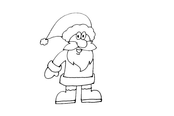 步骤7：身体的下面，加上一个方形，再画上他的鞋子，注意加上鞋底的厚度。