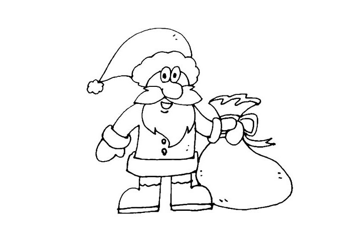 步骤9：圣诞老人的手上画上装礼物的袋子，以及给袋子和身体上加上一些小装饰。