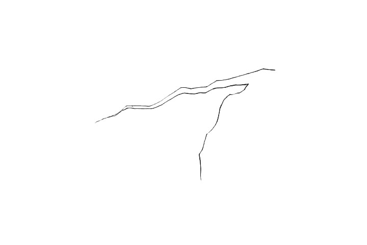 步骤2：下面也画上一条不规则的曲线.注意线条的变化。