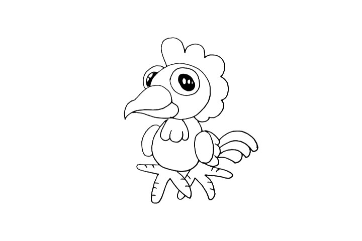 步骤13：在用曲线画出它长长的尾巴。