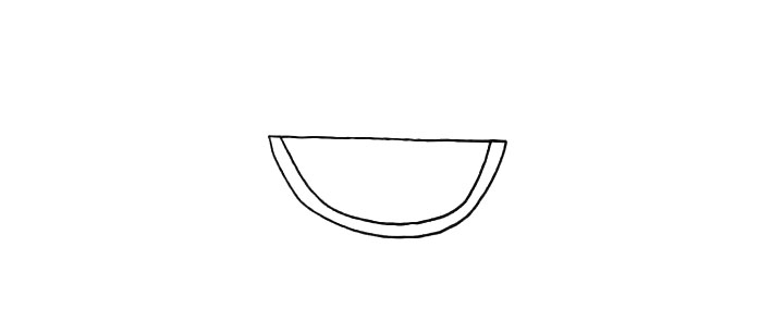 步骤2：围绕半圆内侧画上一条弧线.注意与边框的宽度。