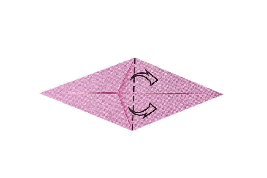 步骤4：将第二层沿谷线朝箭头方向拉起，压平。