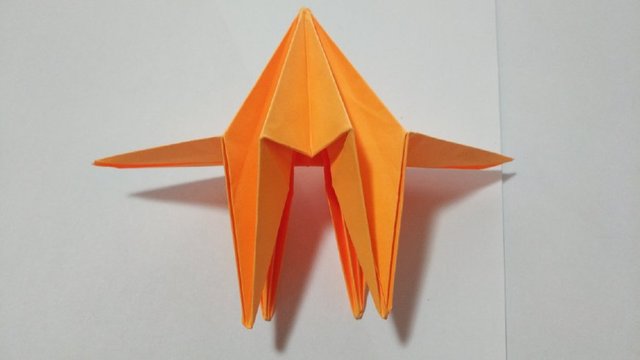 步骤12：注意，上面那个折好之后，把这个纸张对面的那个三角也按照一样的折法折好，折好之后就是下图左右2边的纸张，左边的是老虎的头部，右边的是老虎的尾巴。