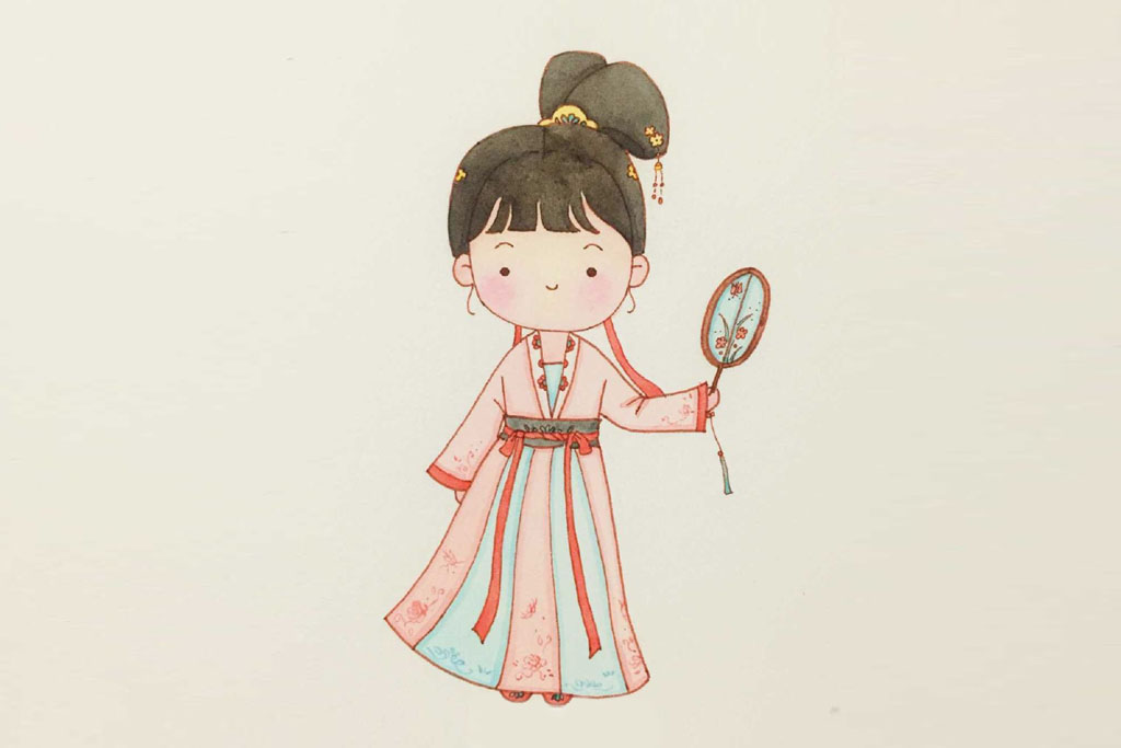 古装小女孩简笔画画法教程
