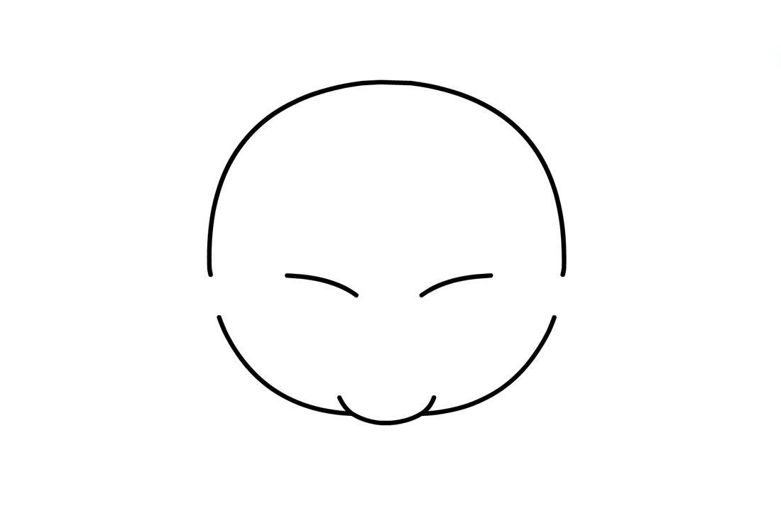 步骤1：先画出它的头部轮廓和五官位置。