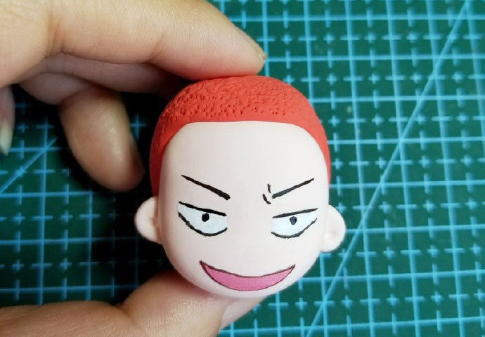 步骤2：红色粘土做成他他都发，如下图