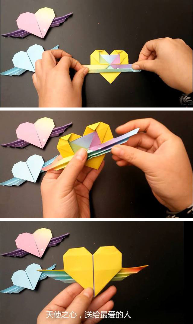 步骤8：左右2边都折好了之后，然后把中间下方的纸张一道一道的折起来，一次峰折，一次谷折，方向相反，形成像风琴一样的褶，然后展开，再把中间往上压一下。